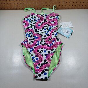 Dolfin Uglies girls colorful polka dots one piece swim suit UPF 50+ 30 NWT